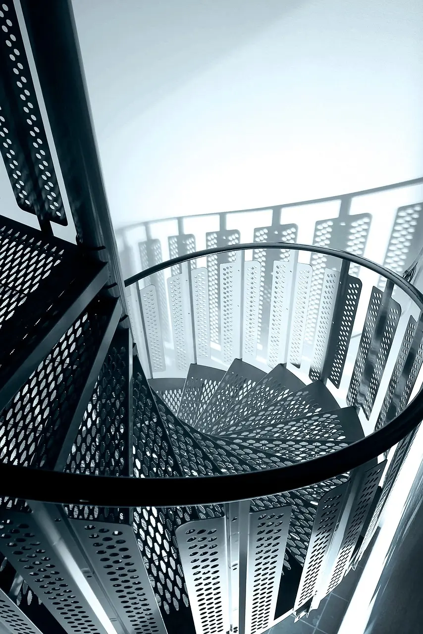Spiral steel staircase